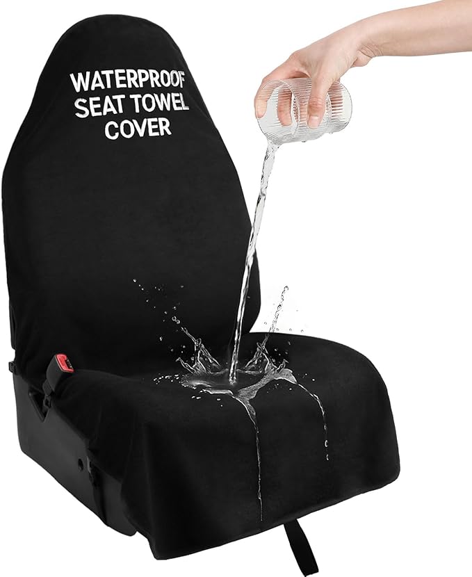 Black Waterproof Sweat Towel Seat Cover Universal Non-Slip for Car Truck SUV Seat for Dog & Kid Workout Outdoor OR Sport Activities