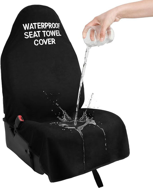 Black Waterproof Sweat Towel Seat Cover Universal Non-Slip for Car Truck SUV Seat for Dog & Kid Workout Outdoor OR Sport Activities