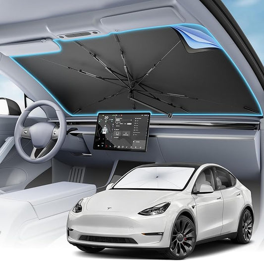 Car Windshield Sun Shade - Foldable Retractable Sedan SUV Windshield Sunshade Umbrella, [2025 Upgrade Titanium Silver Coating], Front Window Heat Insulation Protection for Car Windshield