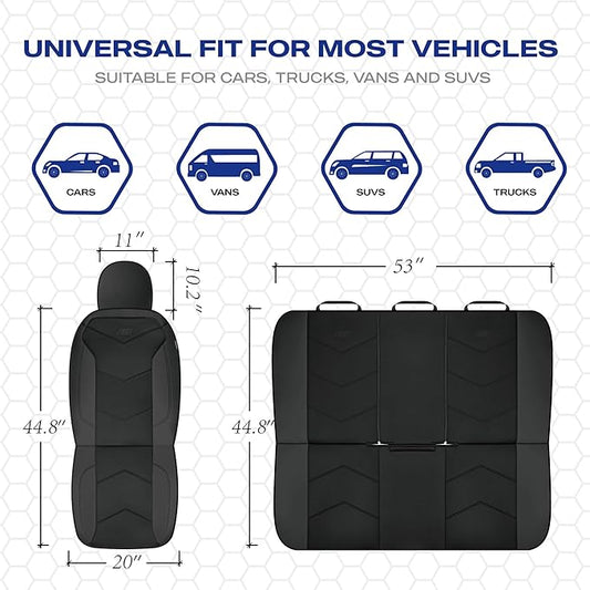 Memory Foam Seat Covers,Leather Car Seat Covers, Ultimate Comfort & Support Front Seat Covers Airbag Compatible, Automotive Universal Fit Most for SUVs, Vans, Sedans, Cars, Trucks,Black